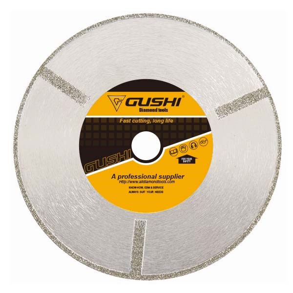 Electroplated diamond saw blade for cutting marble, glass, ceramics